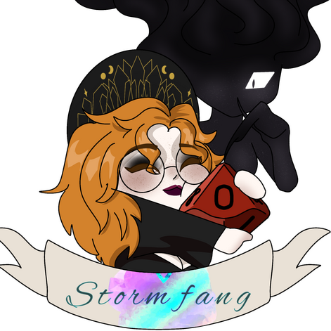 Stylized black and white line drawing of a figure with antlers, long elf like ears, and sharp claws, holding a circular object (the moon), while what appears to be crying gold.